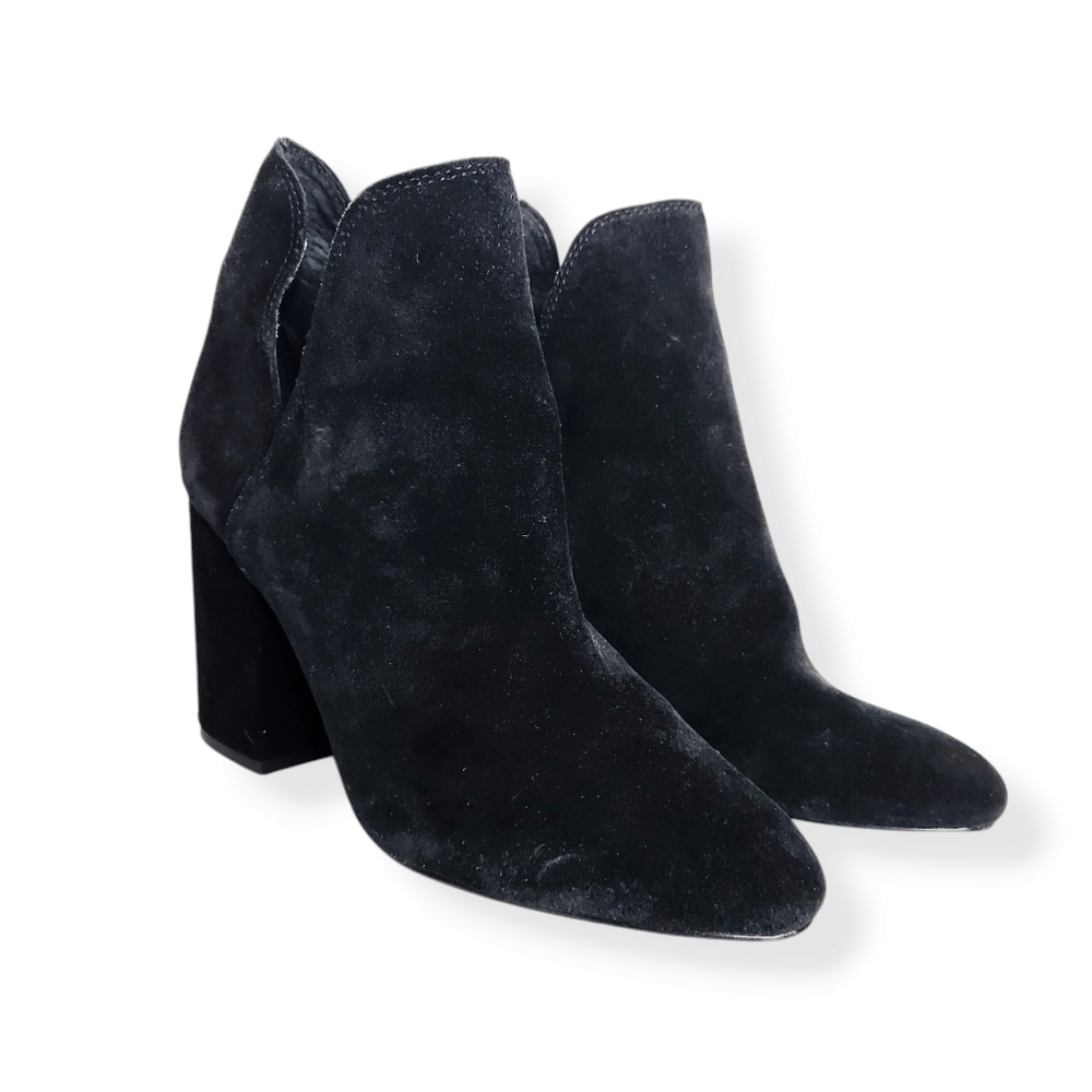 Steve Madden Rookie Black Suede Leather Slip On Ankle Boots Women's Size 9